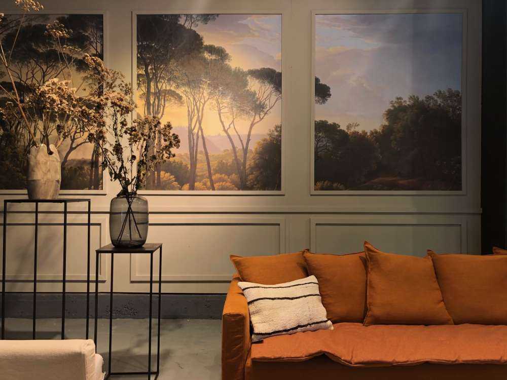 Italienische Landschaft mit Schirm Kiefern auf Fototapete