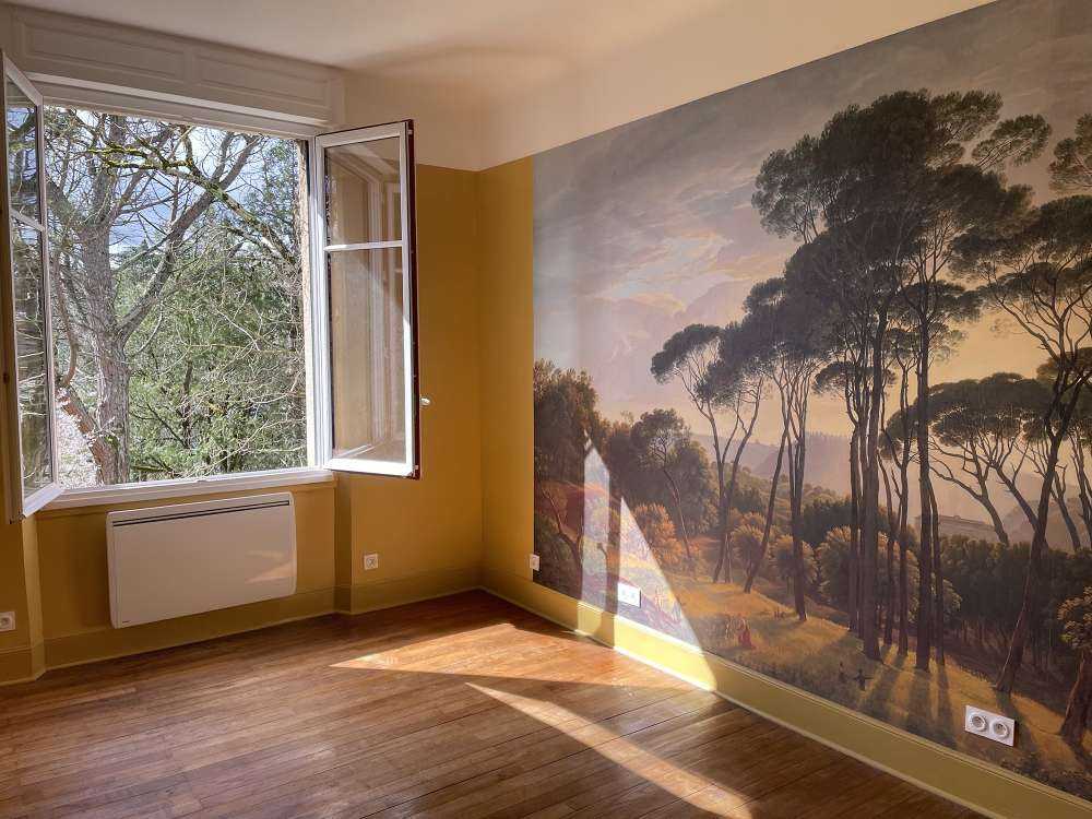 Italienische Landschaft mit Schirm Kiefern auf Fototapete