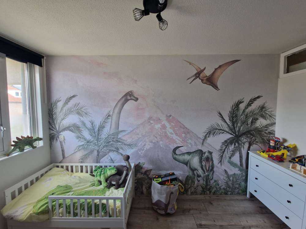 Dinosaurier bei einem Vulkan