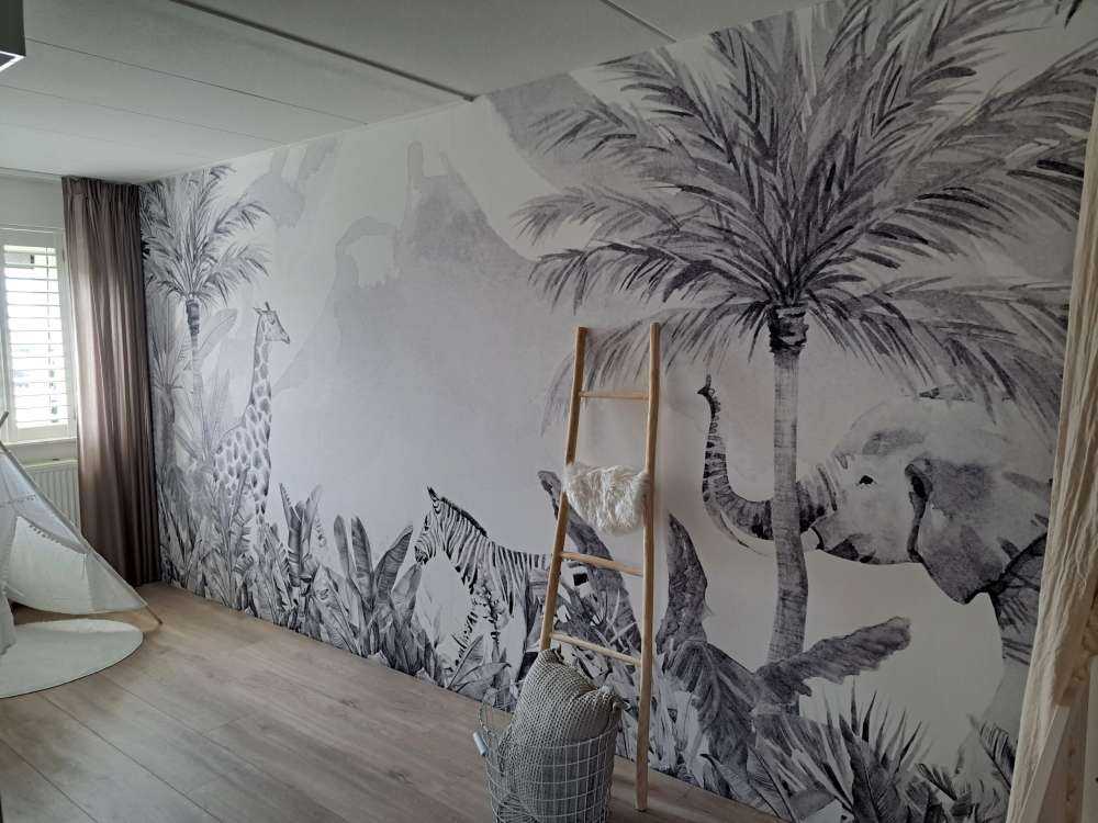 Dschungeltiere in schwarz-weiß