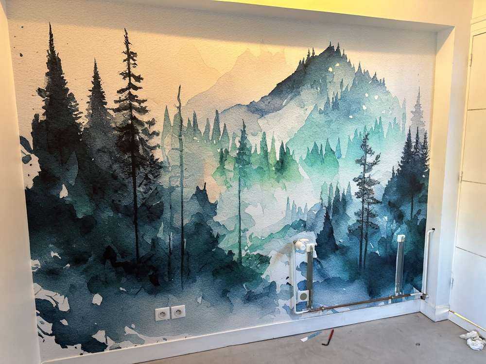 Wald in Aquarellfarben