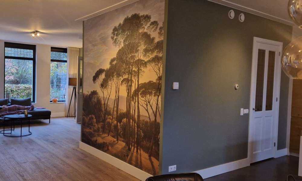 Italienische Landschaft mit Schirm Kiefern auf Fototapete