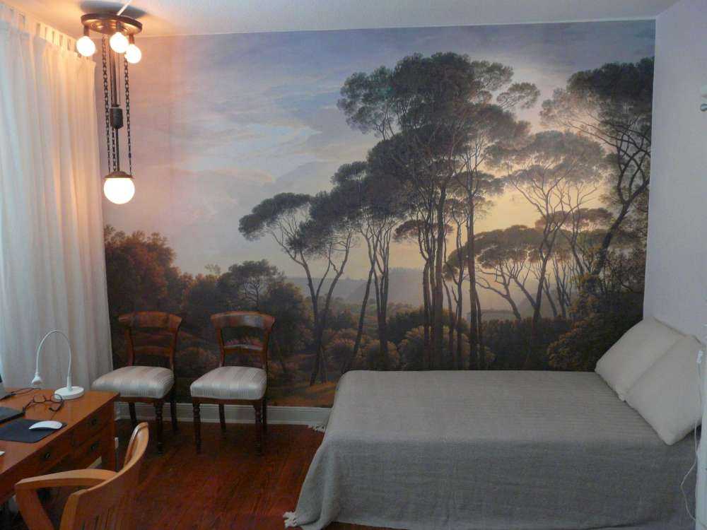 Italienische Landschaft mit Schirm Kiefern auf Fototapete