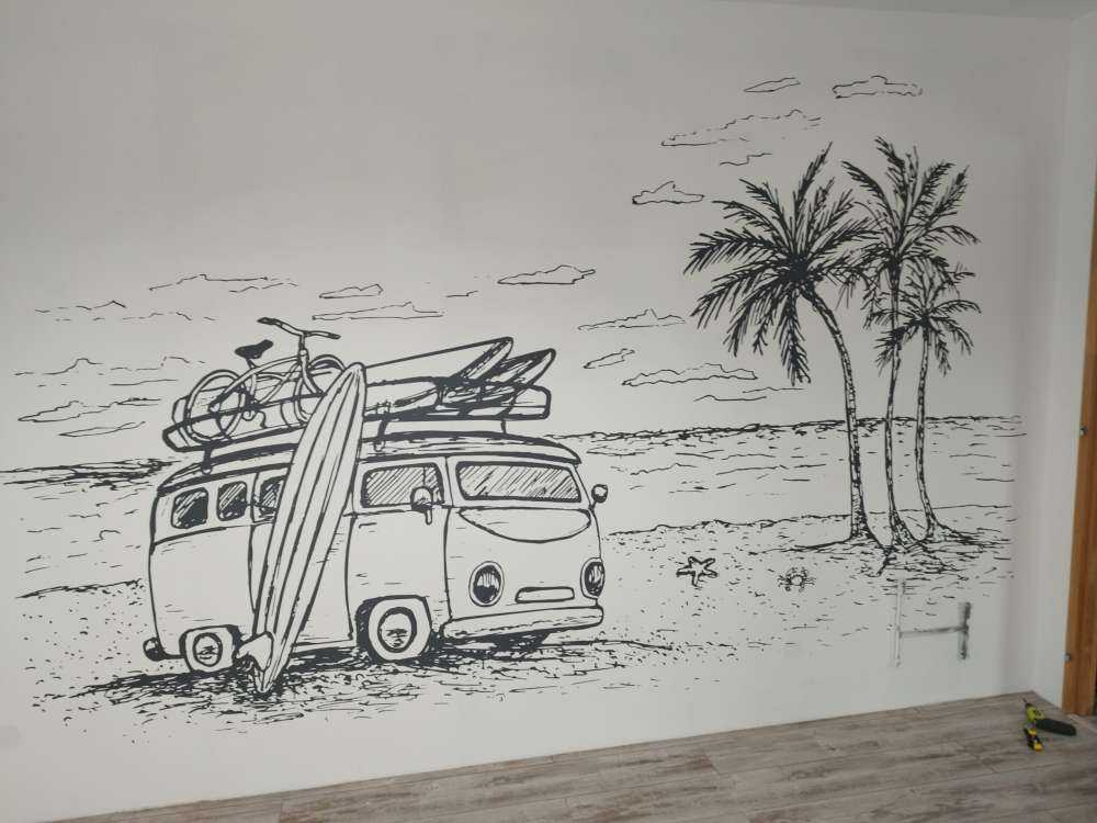 Schwarz und weiß gezeichnet Strand
