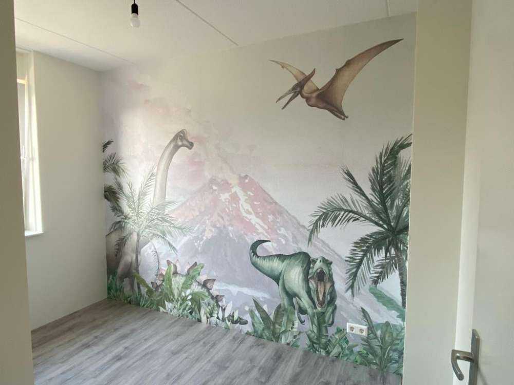 Dinosaurier bei einem Vulkan
