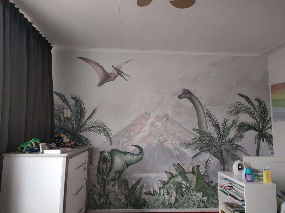Dinosaurier bei einem Vulkan