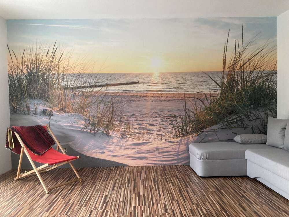 Dünenstrand mit Sonnenuntergang