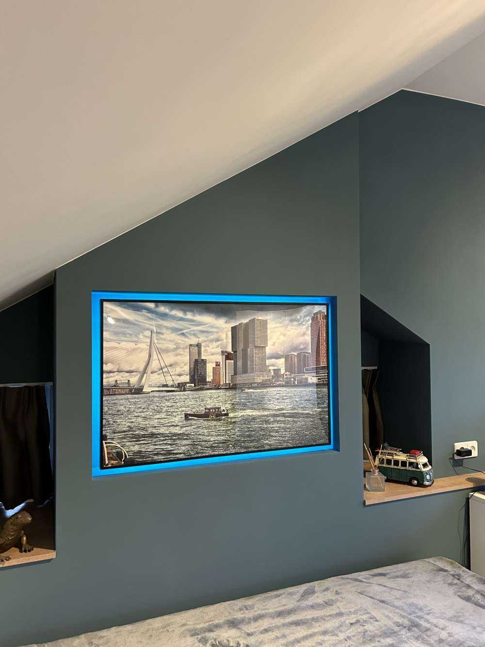 Skyline' Rotterdam mit Blick auf den Kop van Zuid in Farbe 
