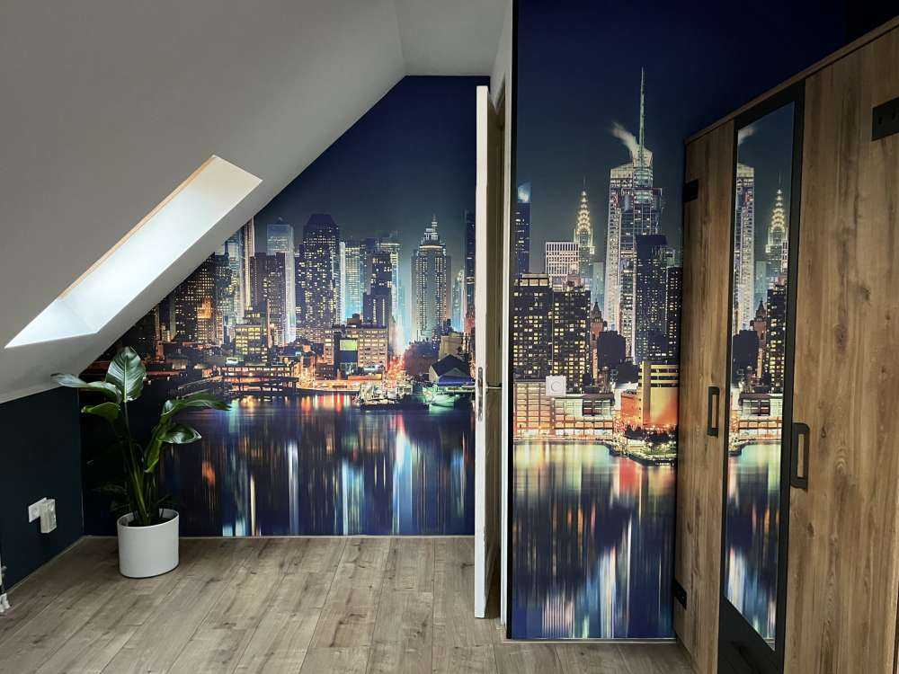 Fototapete New Yorker Skyline bei Nacht