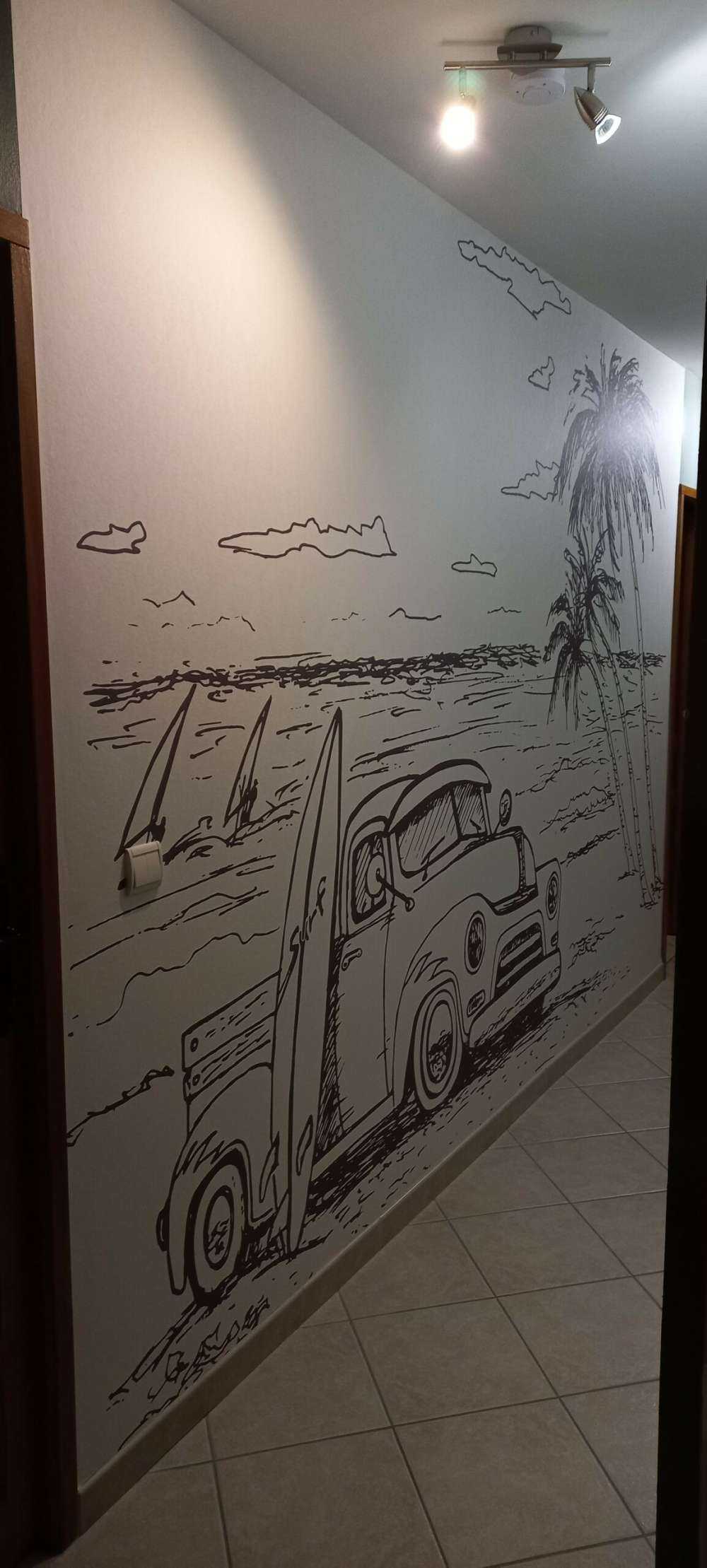 Strand gezeichnet in schwarz und weiß
