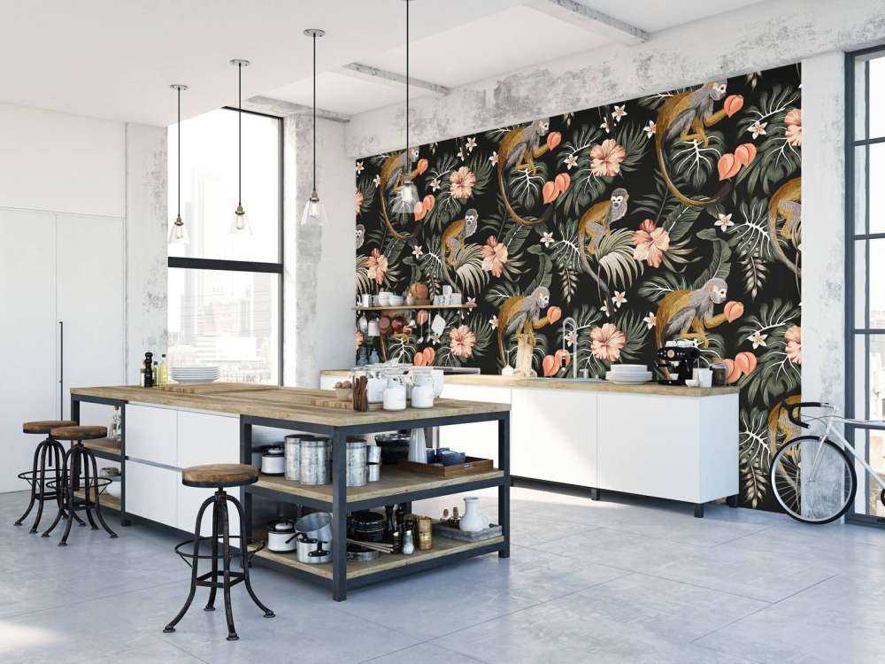 Tropische Blätter mit Affen