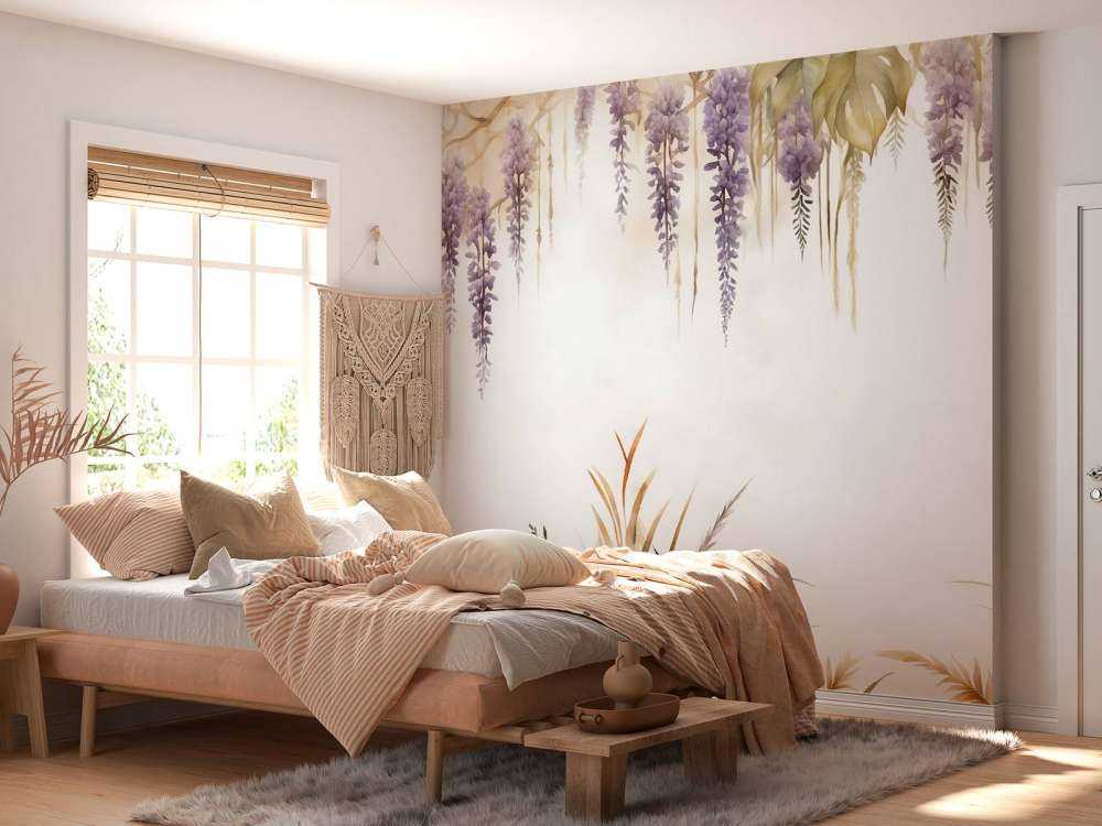 Wisteria und Feldgräser Blau