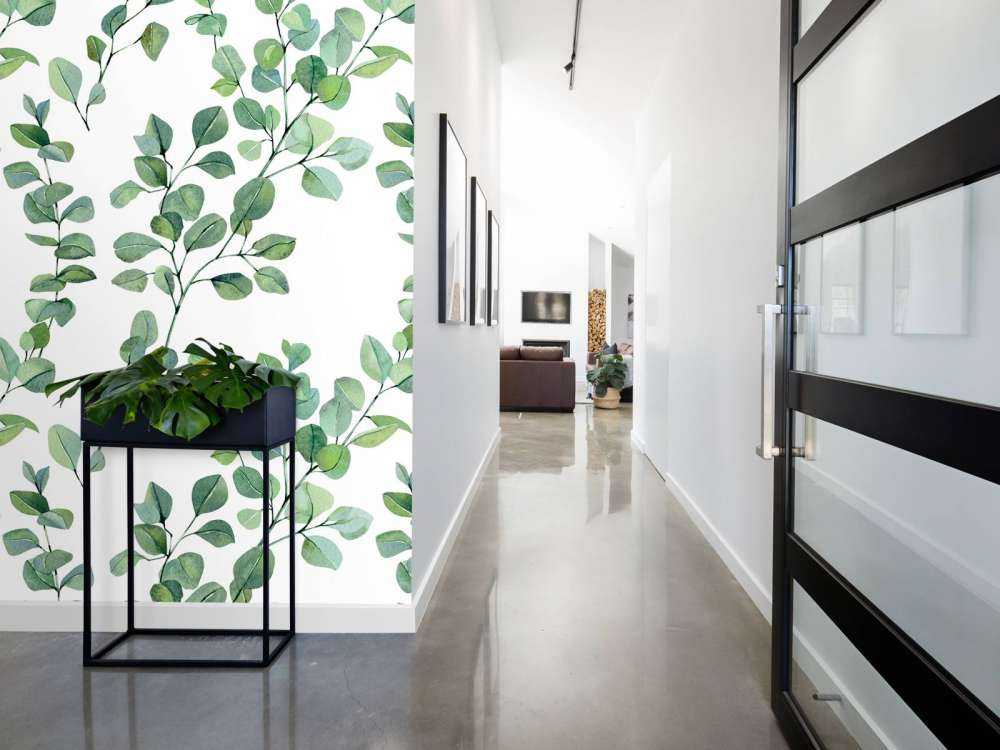 Aquarellblätter und -zweige