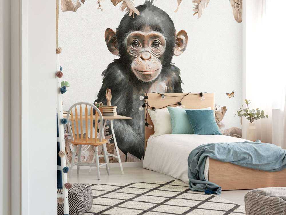 Baby Schimpanse im Dschungel taupe