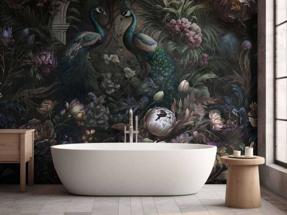 Pfauenflüstern im dunklen Garten