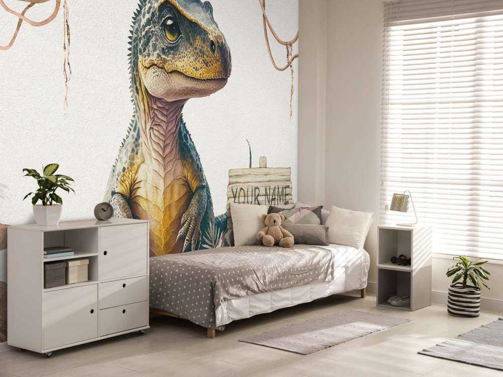 Baby-T-Rex im taupefarbenen Dschungel