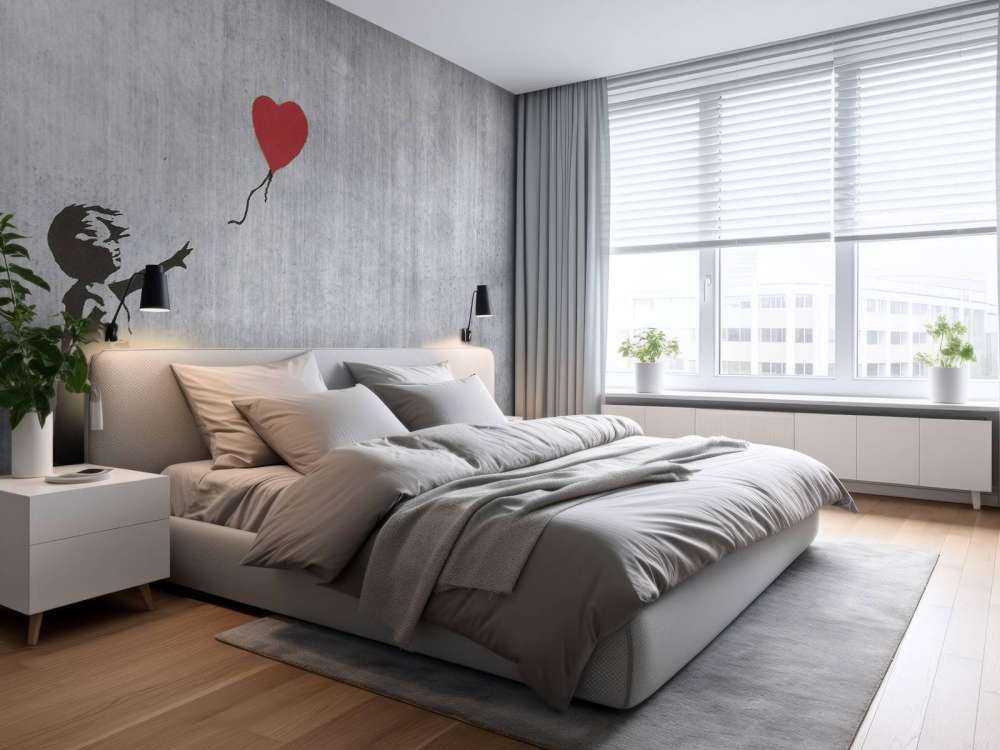 Banksy - Balloon girl, grey concrete