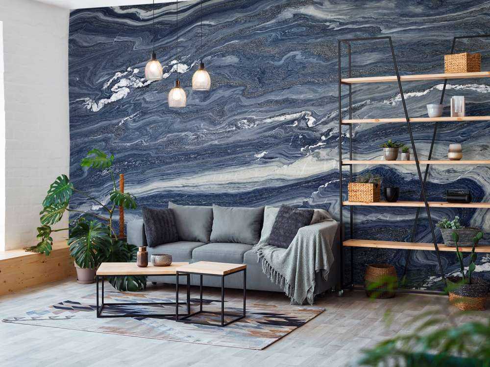 Blau mit weißem Marmor