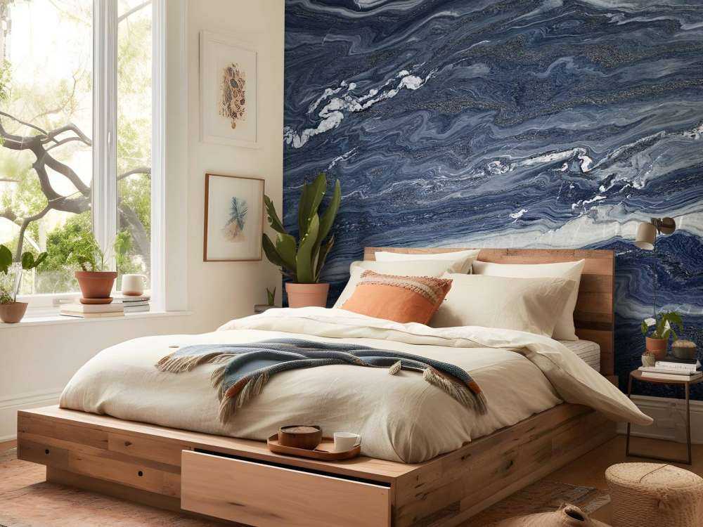 Blau mit weißem Marmor