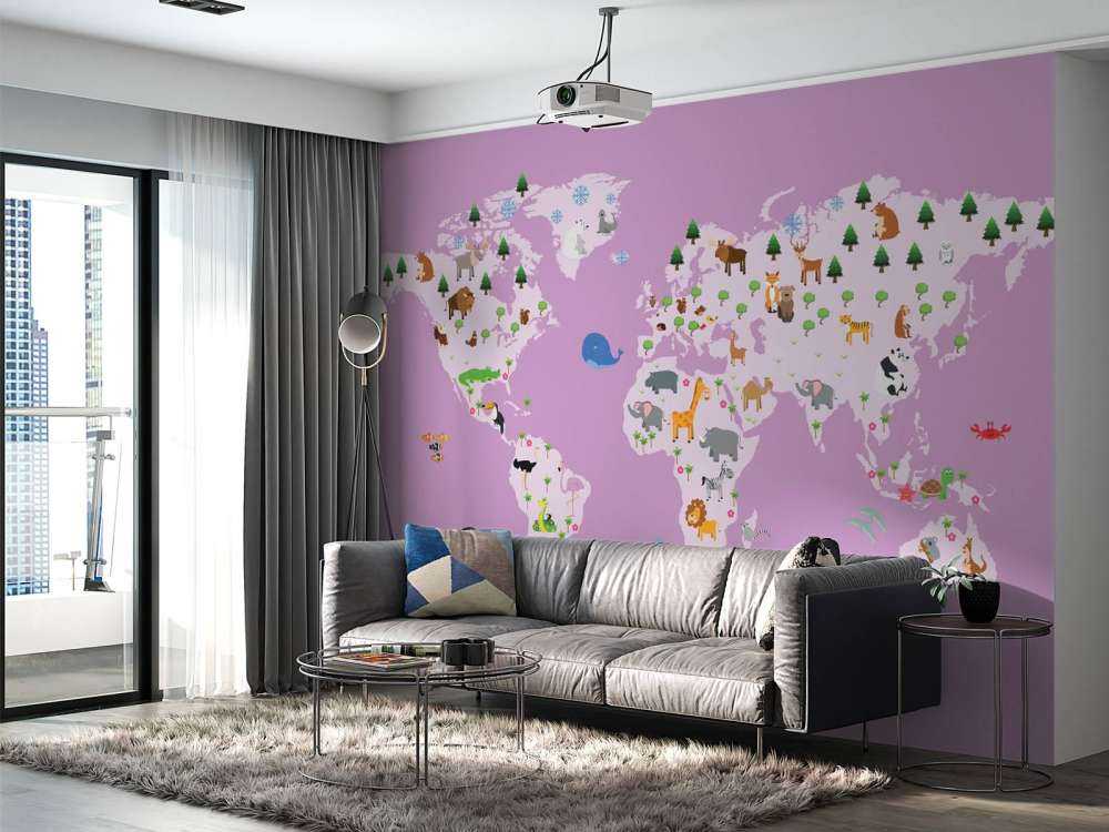Kinder Weltkarte rosa