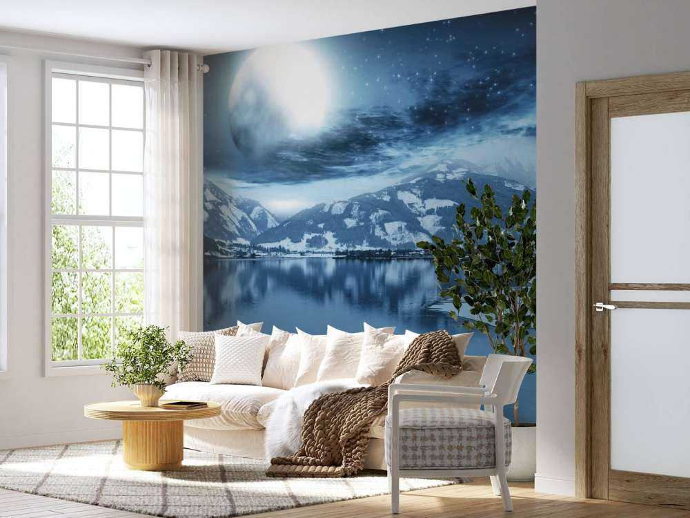 Gefrorener See bei Nacht