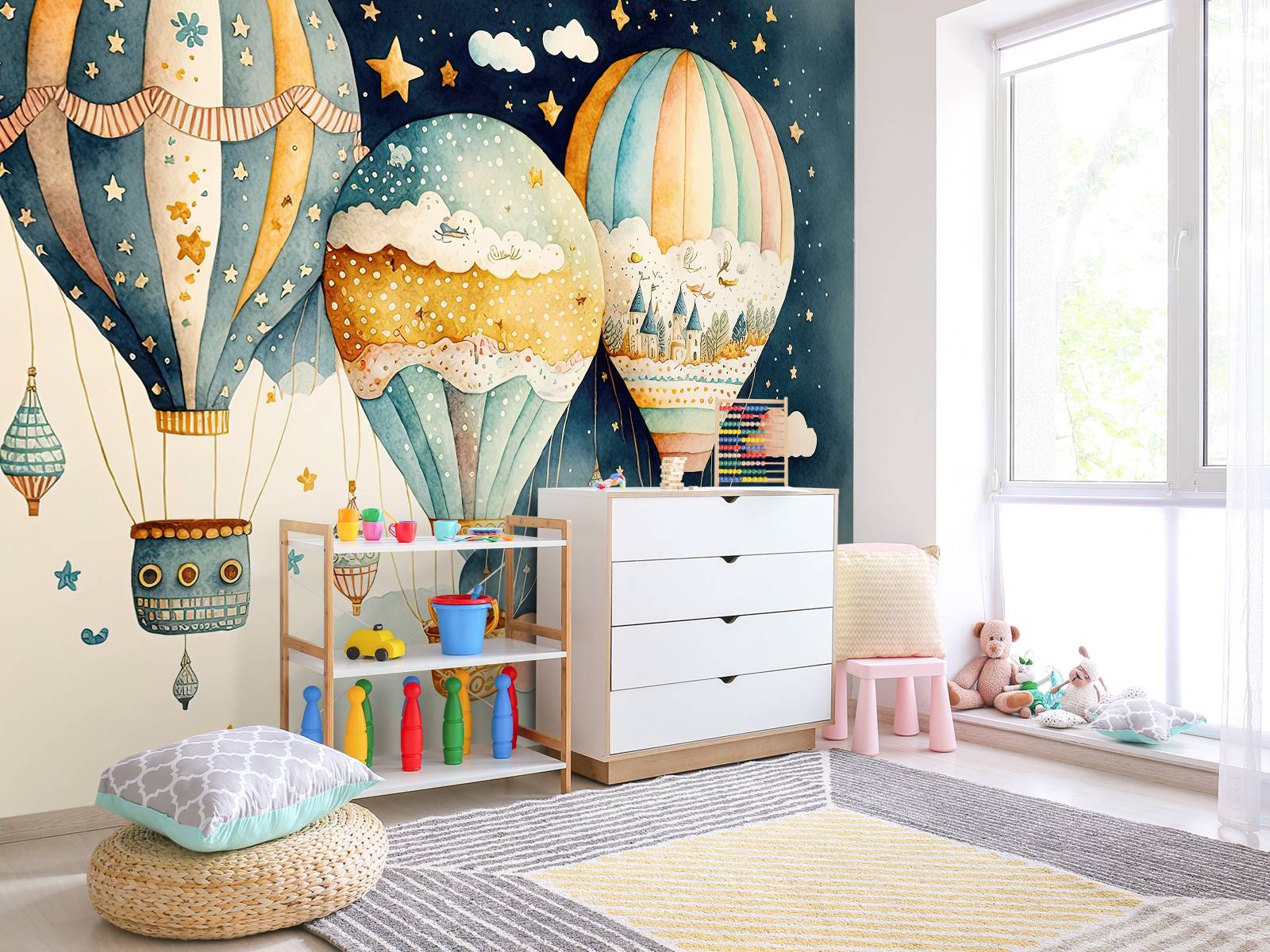 Kinder-Heißluftballons - Fototapete, image size:1600x1200