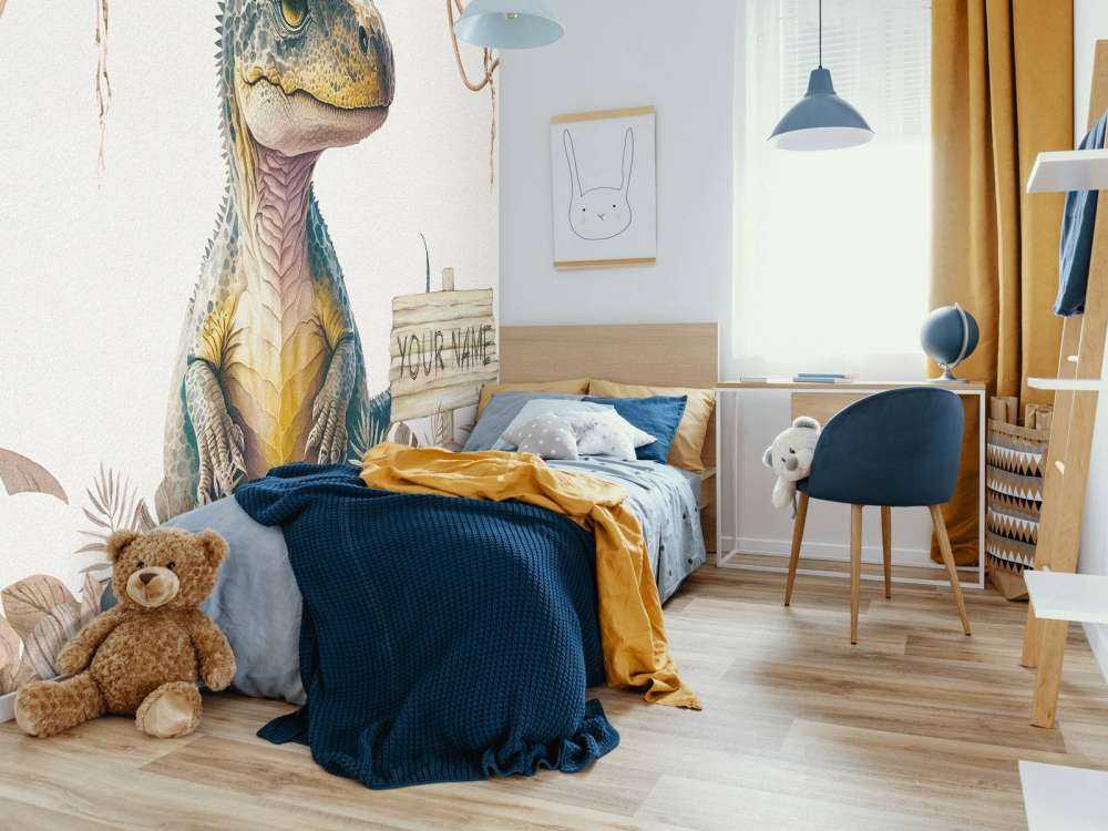 Baby-T-Rex im taupefarbenen Dschungel