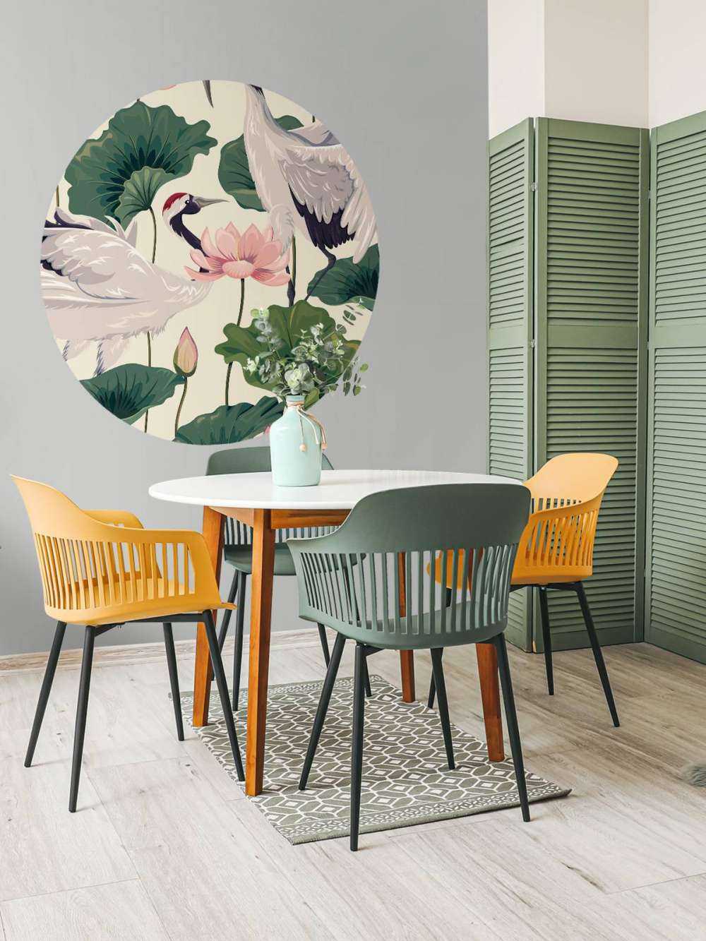 Kranichpaar mit Lotos