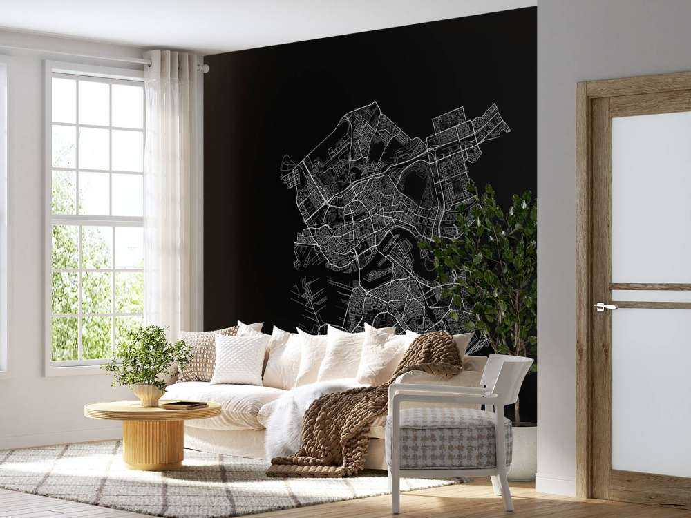Karte von Rotterdam, schwarz