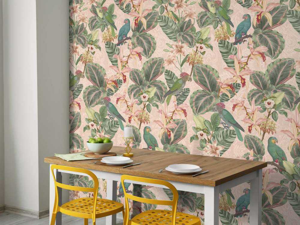 Tropical Jungle Vögel & Papageien - zartrosa