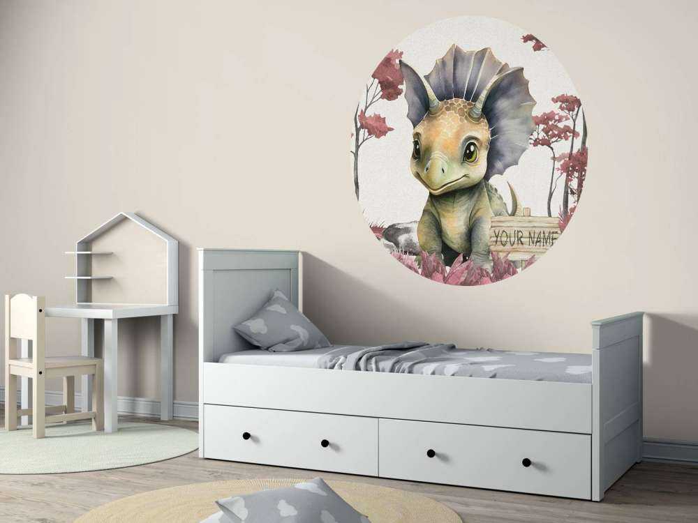 Baby-Triceratops im rosa Dschungel