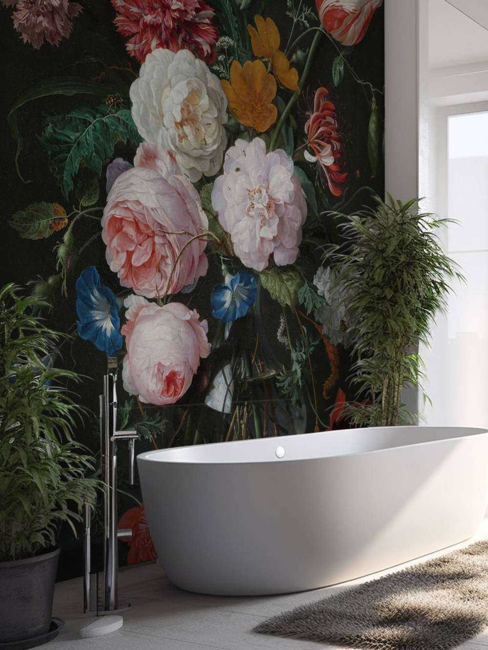 Stillleben mit Blumen in einer Glasvase