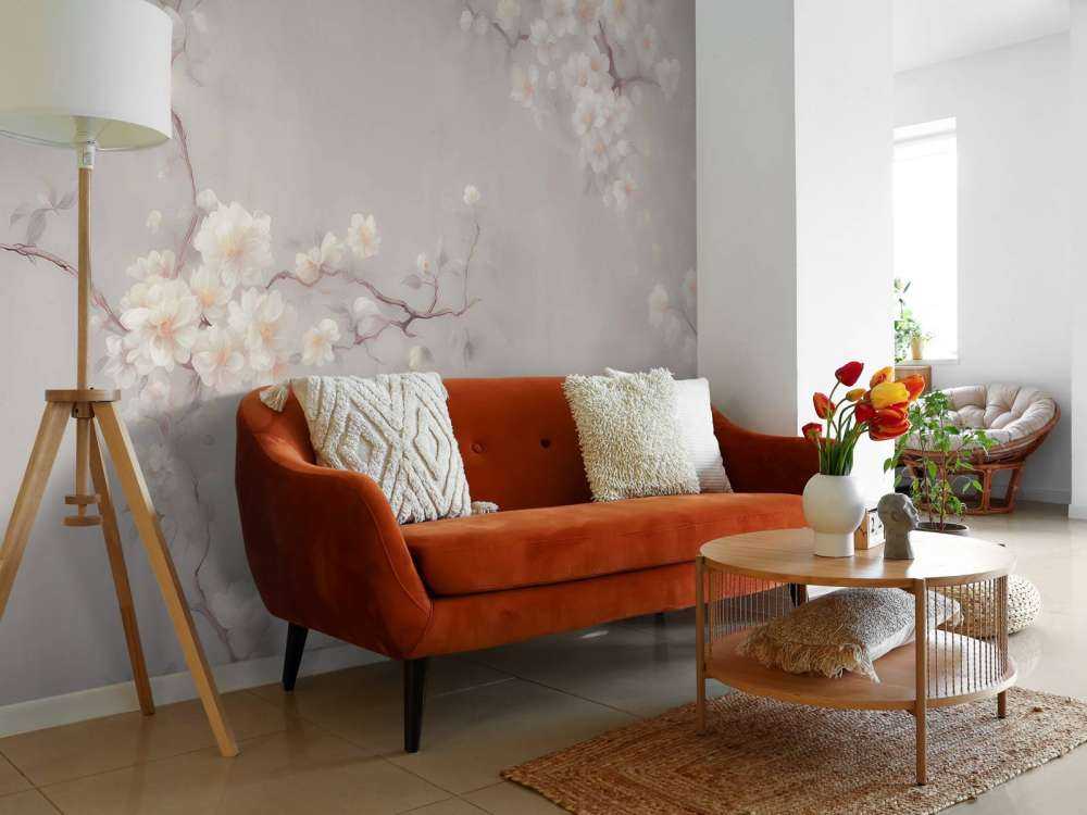 Liebliche Blumenäste Taupe