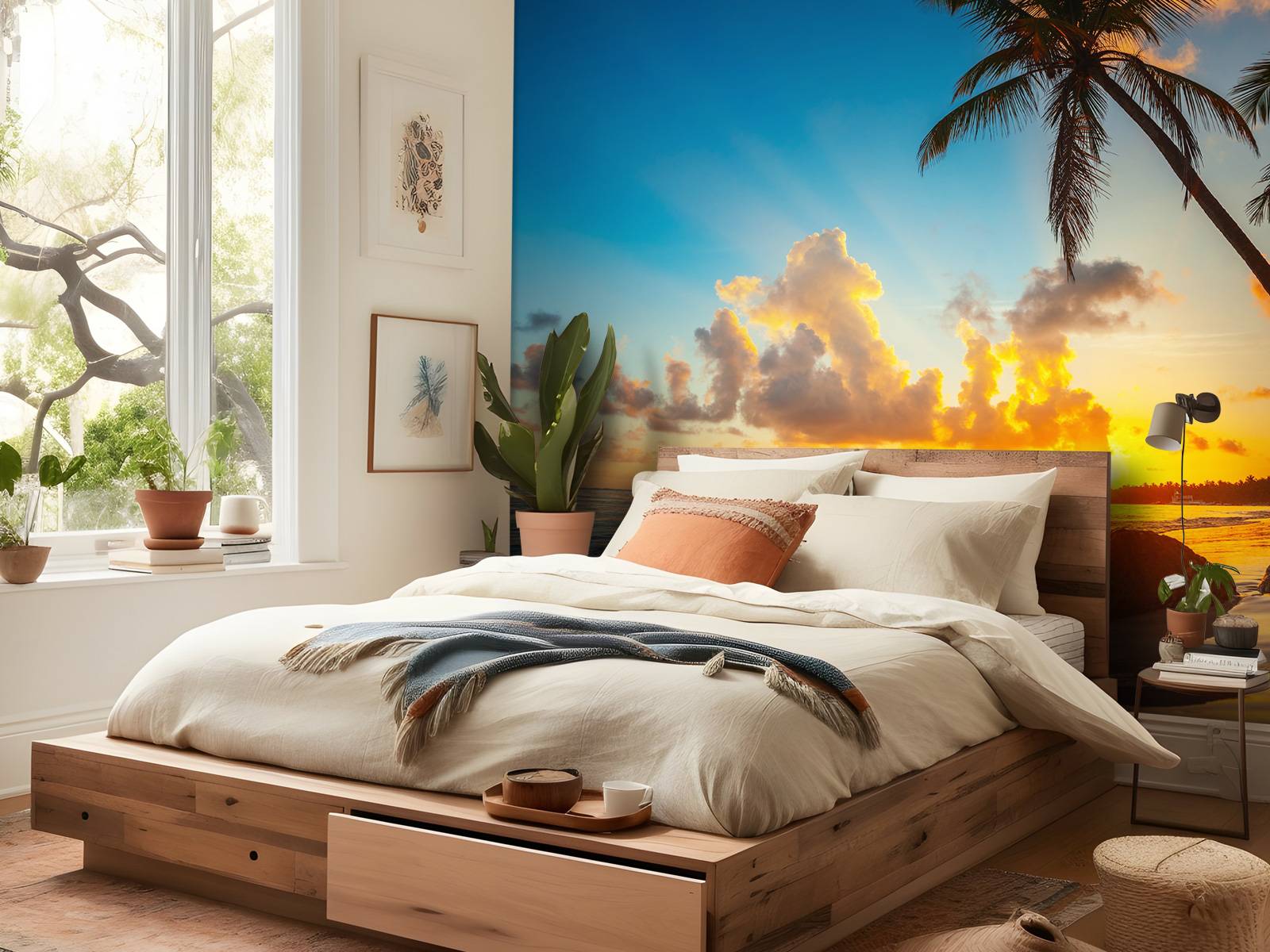 Sonnenuntergang mit Palmen