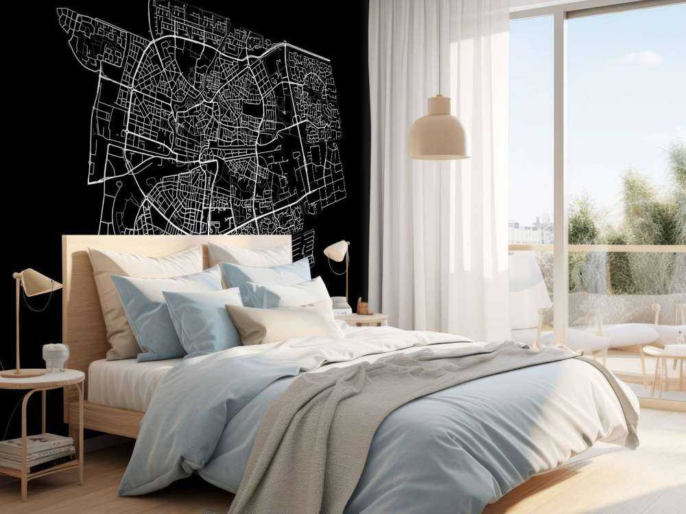 Karte von Leeuwarden, schwarz