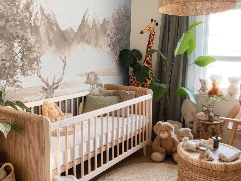 Wald mit Tieren in Taupe