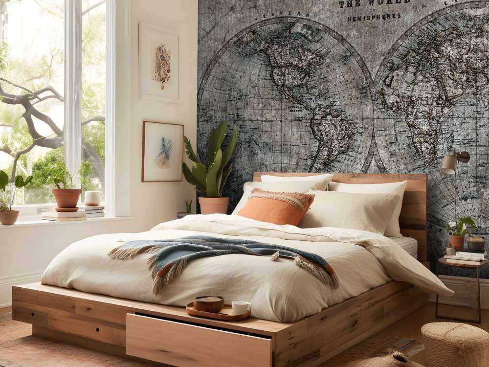 Weltkarte mit grauen Schattierungen