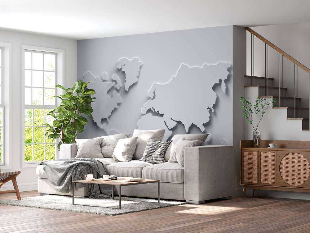 3D-Weltkarte weiß