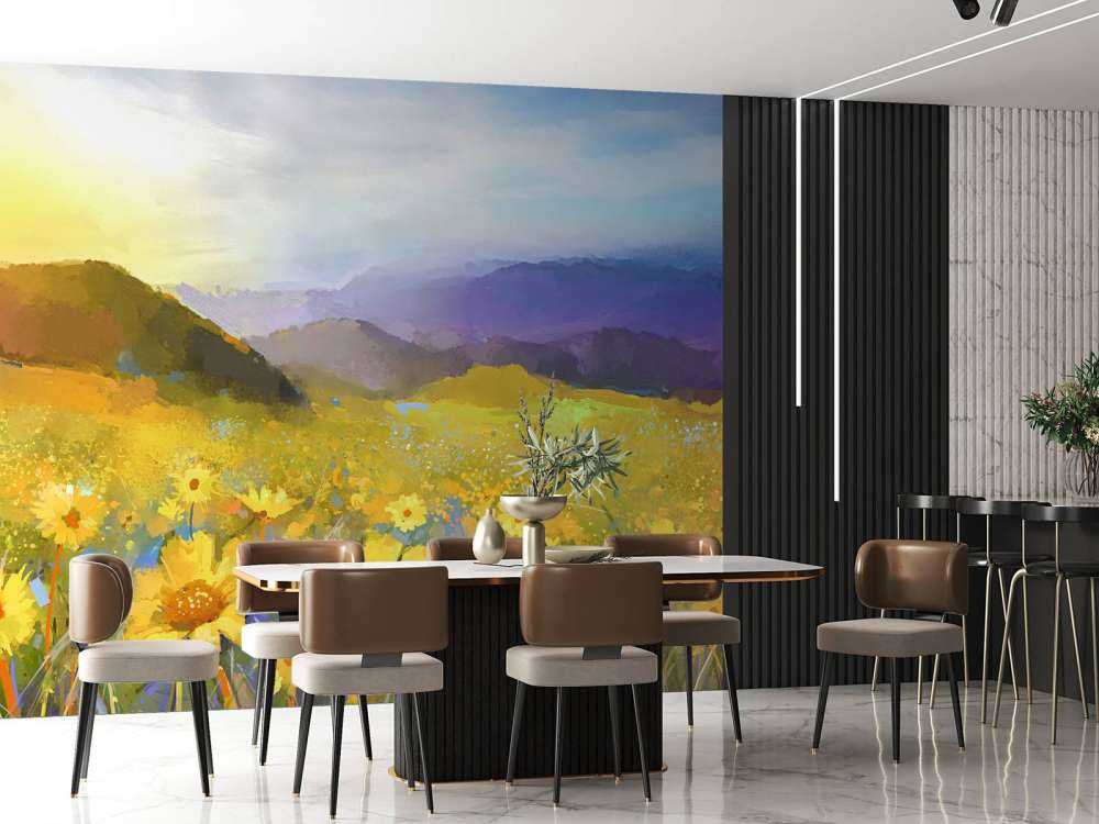 Ölgemäldes Ländlicher Sonnenuntergang