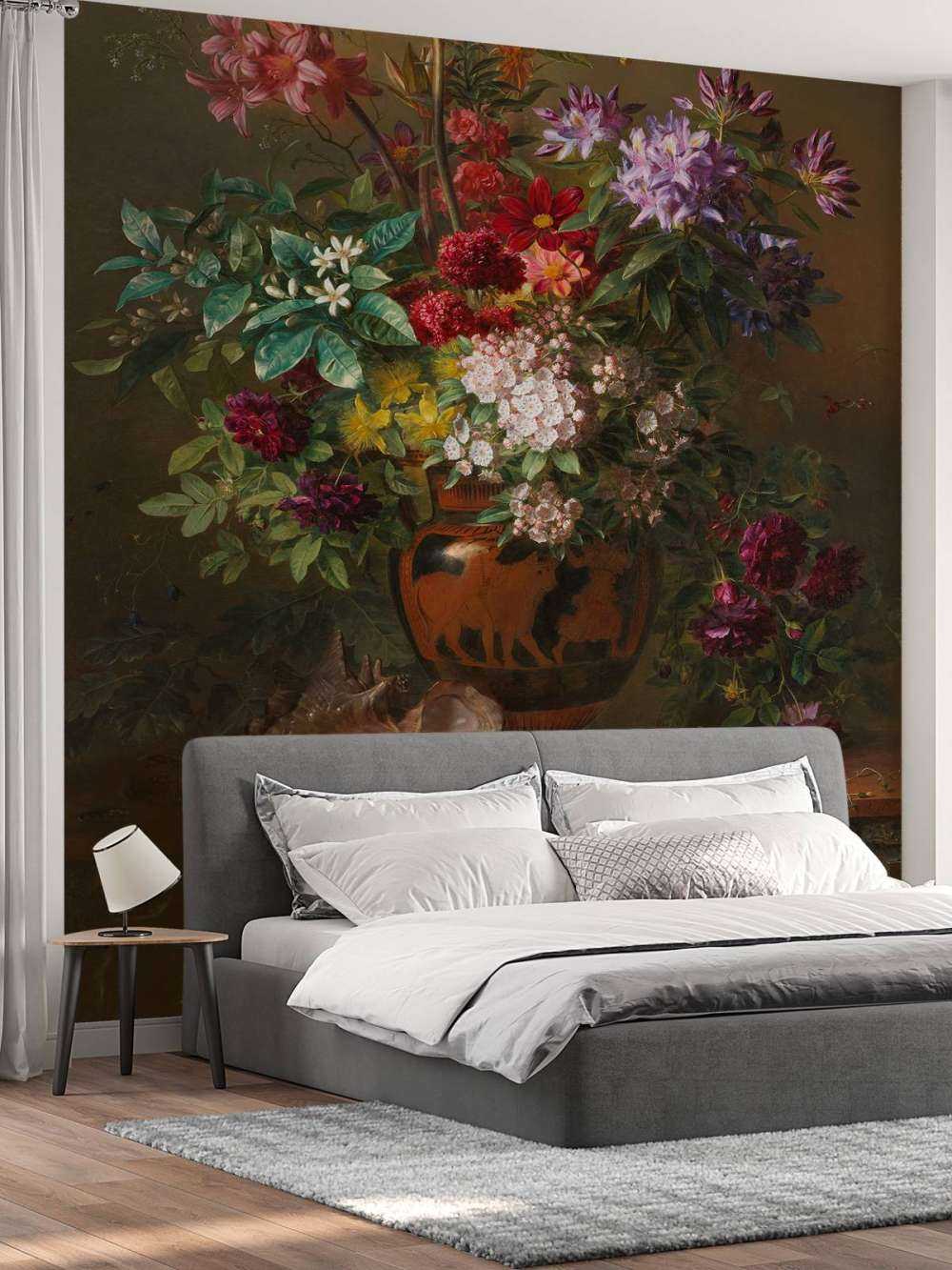 Stillleben mit Blumen in einer griechischen Vase.