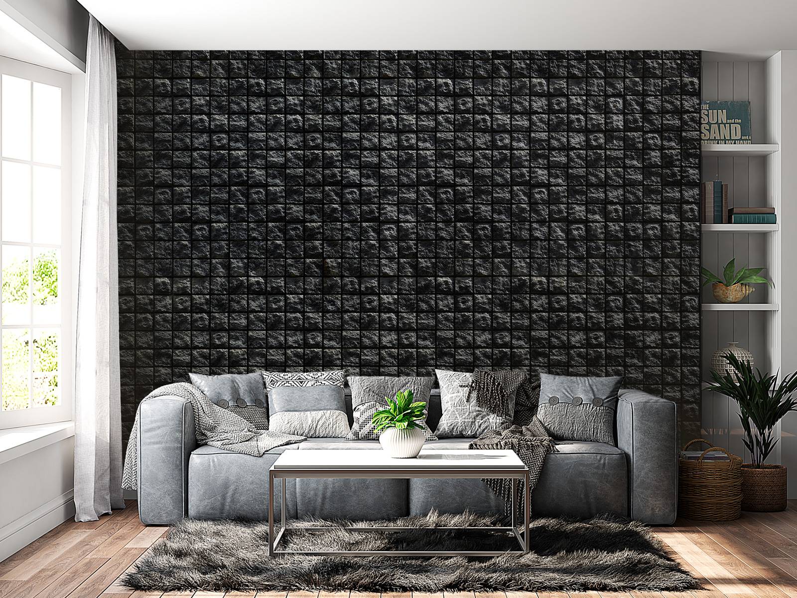 Quadratische schwarze Steine