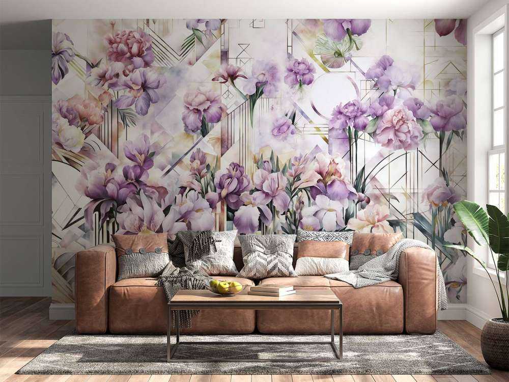 Riesige Aquarell-Iris lila