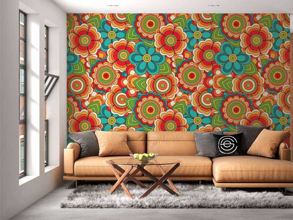 Bunte Retro Blumen