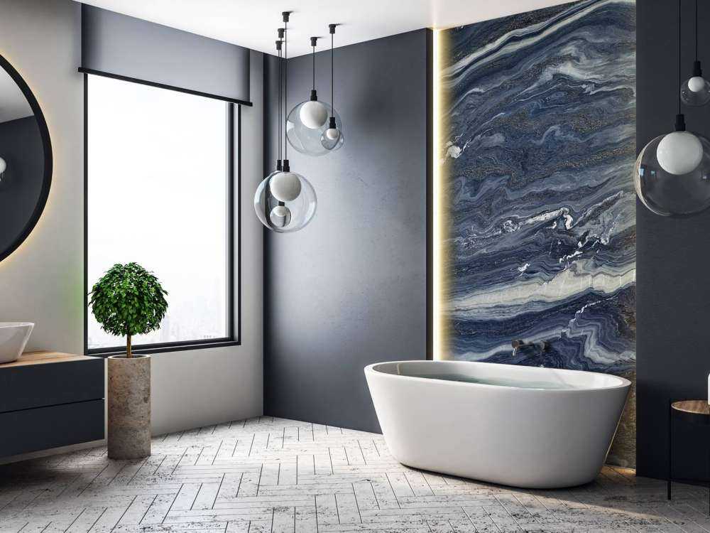 Blau mit weißem Marmor