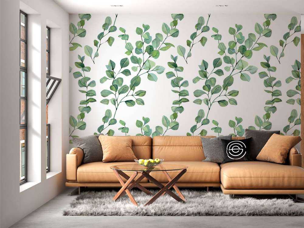 Aquarellblätter und -zweige