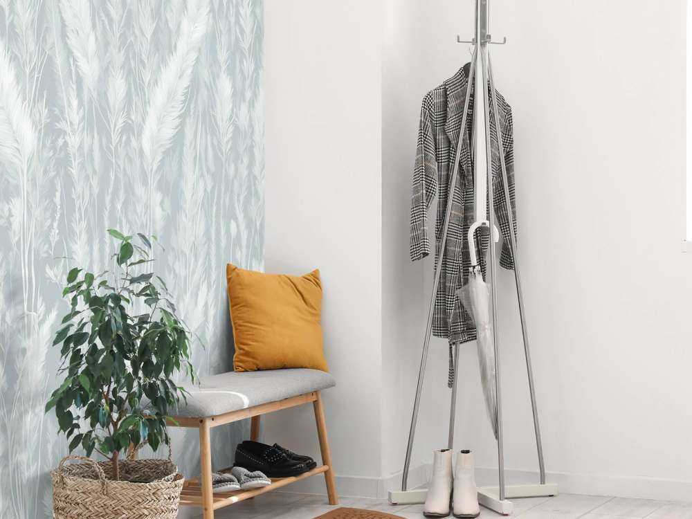 Wand von Feldgräsern - mintgrün