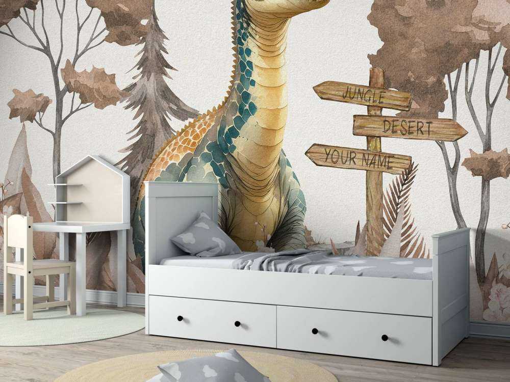 Baby-Brachiosaurus im taupefarbenen Dschungel
