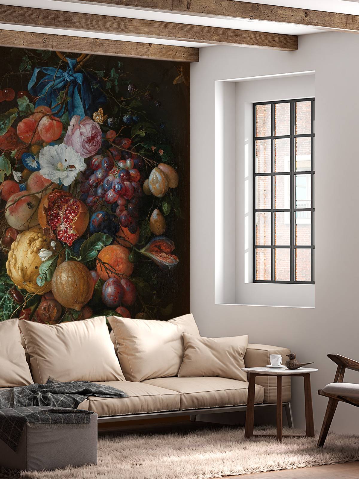 Girlande aus Obst und Blumen
