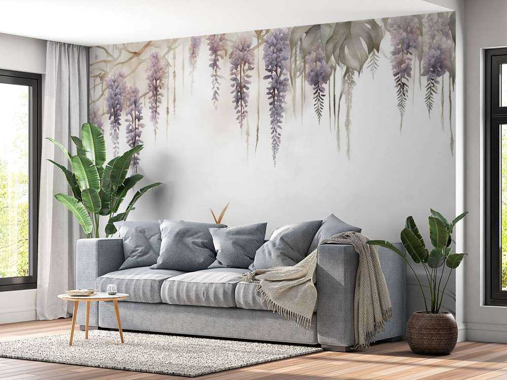 Wisteria und Feldgräser Beige