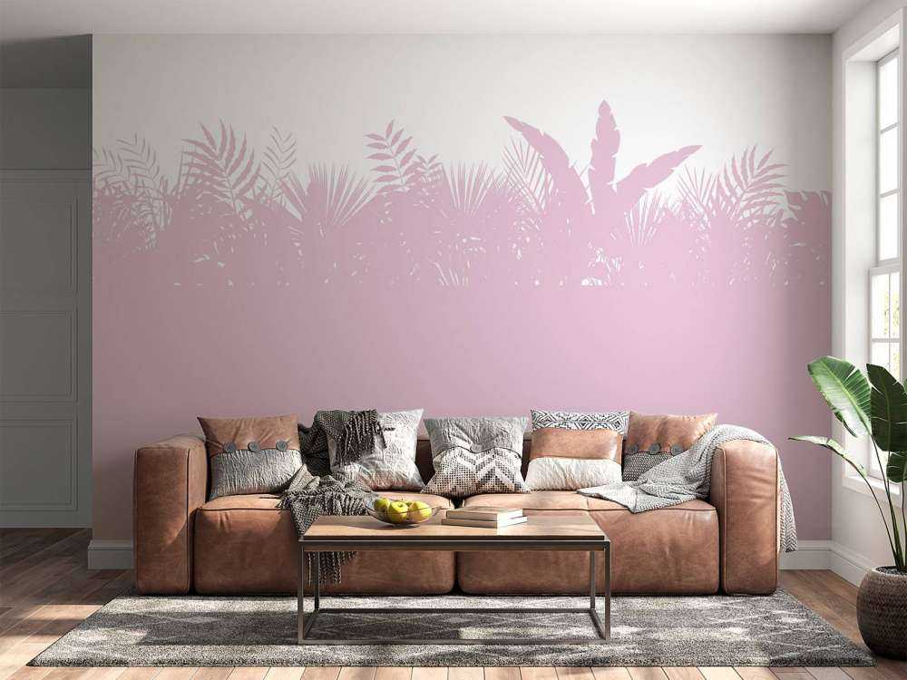 Silhouetten von Palmenblättern, rosa
